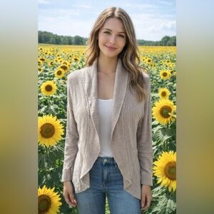 Rubbish Open Cardigan Womens Large Light Brown